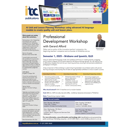 QLD - (IPSWICH 13-03-25) Unit and Lesson Planning Workshop